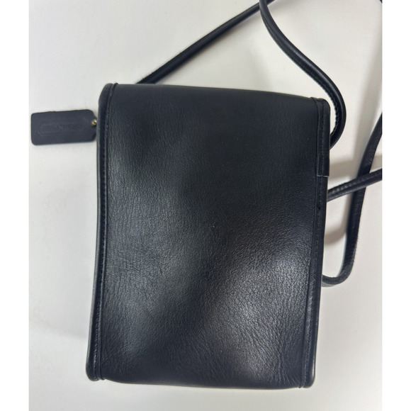 Vintage Coach Black Leather Scooter Flap Turnlock Closure Crossbody Bag 9893 - Picture 6 of 16
